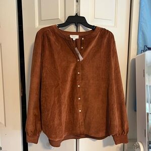 LOFT Rich Brown Corduroy Blouse